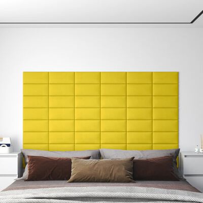 vidaXL Stenski paneli 12 kosov rumeni 30x15 cm blago 0,54 m²