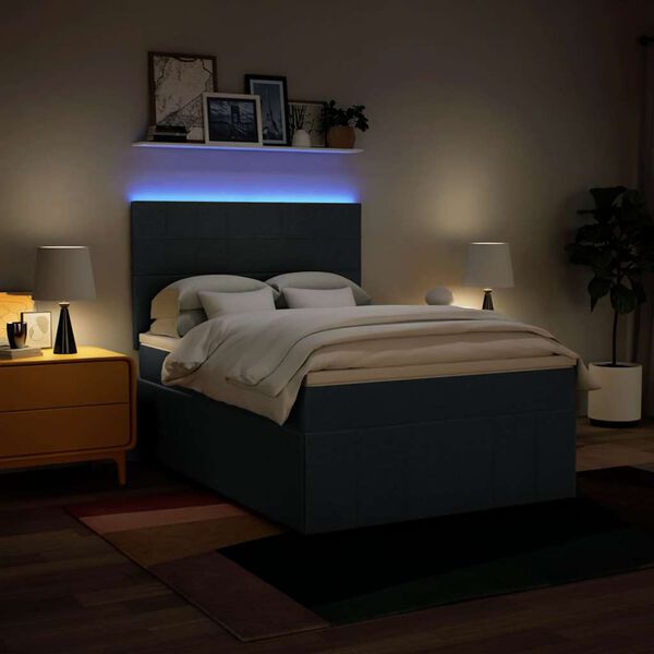 vidaXL Box spring postelja z vzmetnico modra 140x190 cm blago