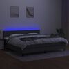 vidaXL Box spring postelja z vzmetnico LED temno siva 200x200 cm blago