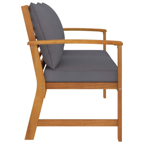 vidaXL Vrtna klop 120 cm s temno sivimi blazinami trden akacijev les