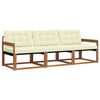 vidaXL Zunanja garnitura za sedenje z blazino 3 pcs Naravna in smetana