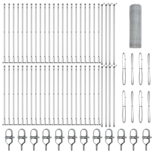 vidaXL Steber ograje. srebrna 100 x 0,5 m (13 mm mreža) Jeklo