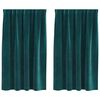 vidaXL Zavese z zavesami 2 pcs Temno zelena 140 x 140 cm Žamet