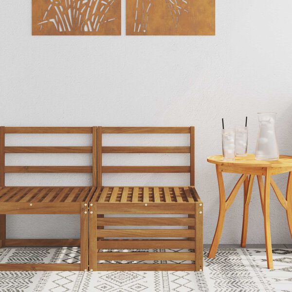 vidaXL Srednji zunanji kavč Masiven les akacije Naravna