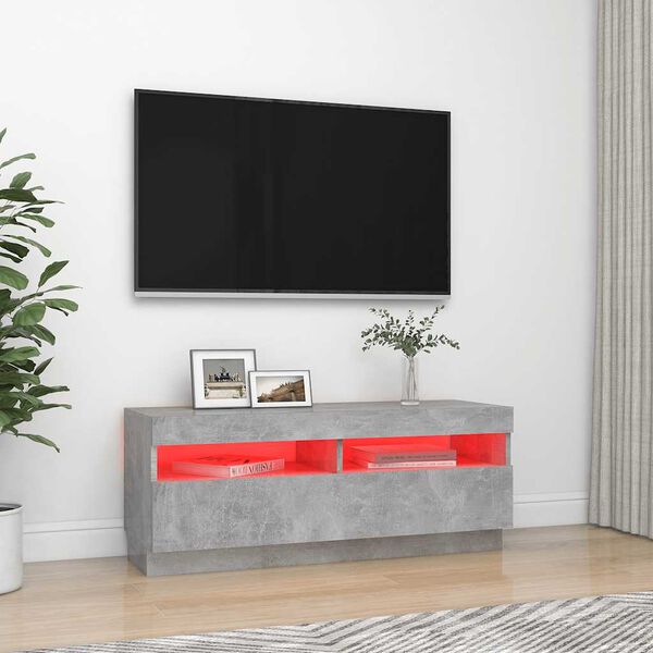vidaXL TV omarica z LED lučkami betonsko siva 100x35x40 cm