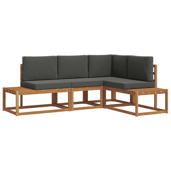 vidaXL Zunanja garnitura za sedenje 4 Kos Naravna in antracitna