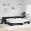 vidaXL Izvlečna dnevna postelja z vzmetnicami črna 100x200 cm žamet