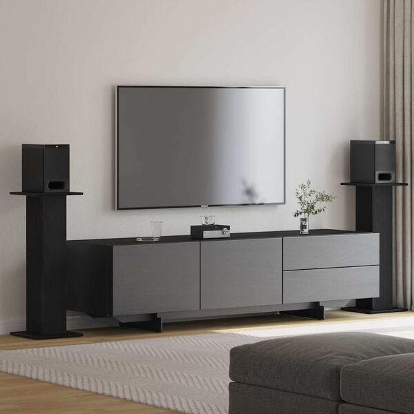 vidaXL Stojala za zvočnike 2 pcs Črna Orehovina 30 x 30 x 80 cm