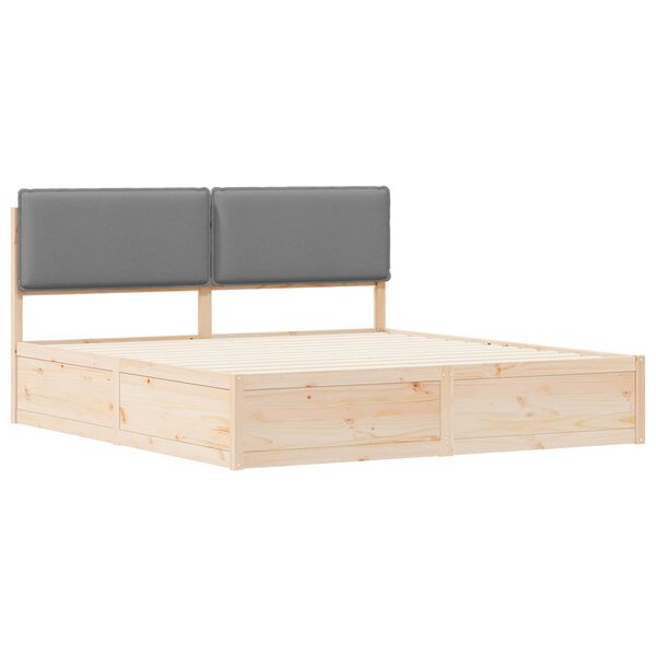 vidaXL Posteljni okvir z oblazinjenim vzglavjem Svetlo siva