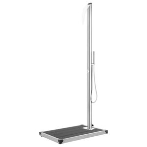 vidaXL Vrtni tu&scaron; s sivim podstavkom 225 cm nerjaveče jeklo