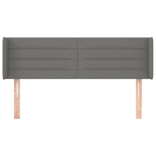 vidaXL Vzglavje z u&scaron;esi temno sivo 147x16x78/88 cm blago