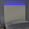vidaXL LED posteljno vzglavje krem 80x5x118/128 cm umetno usnje