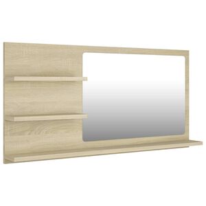 vidaXL Kopalni&scaron;ko ogledalo sonoma hrast 90x10,5x45 cm iverna plo&scaron;ča