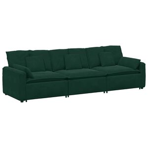 vidaXL Modularni kavč z blazinami temno zelene barve