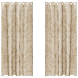 vidaXL Velvete zavese z zavesami 2 pcs krema 260 x 140 cm Žamet