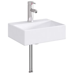 vidaXL Umivalnik s pipa in odtokom Krom 39 x 30,5 x 12,5 cm Keramika