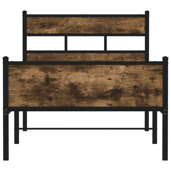 vidaXL Posteljni okvir brez vzmetnice hrast 75x190 cm inženirski les