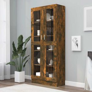 vidaXL Vitrina dimljeni hrast 82,5x30,5x185 cm konstruiran les