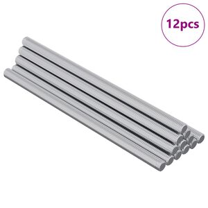 vidaXL Navojne palice 12 pcs srebrna M6 x 120 mm Kovina