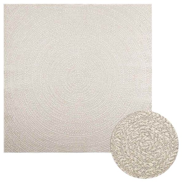 vidaXL Rug "ZIZUR" Cream 200x200 cm Juta videz Notranje in zunanje