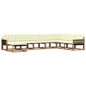 vidaXL Zunanja garnitura za sedenje z blazino 8 pcs Naravna in smetana