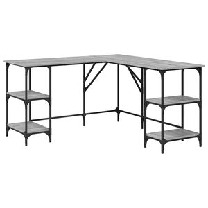 vidaXL Pisalna miza siva sonoma 139x139x75 cm inženirski les