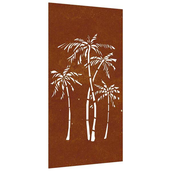 vidaXL Vrtna stenska dekoracija 105x55 cm corten jeklo palme