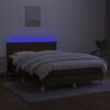 vidaXL Box spring postelja z vzmetnico LED temno rjava 140x190cm blago