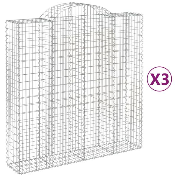 vidaXL Obokane gabion košare 3 kosi 200x50x200/220 cm pocinkano železo