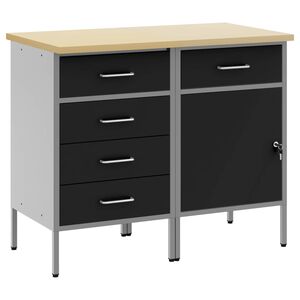 vidaXL Delovna omara s predalom 2 kos Črna in siva 100 x 55 x 85 cm