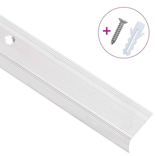 vidaXL Obrobe za stopnice L-oblike 15 kosov aluminij 90 cm srebrne