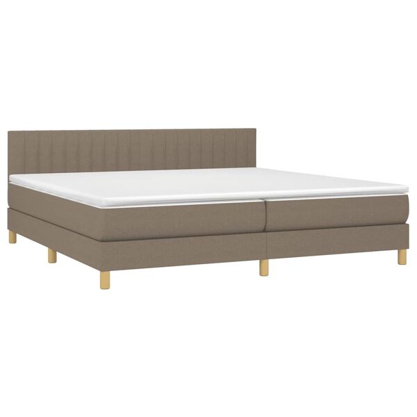 vidaXL Box spring postelja z vzmetnico LED taupe 200x200 cm blago