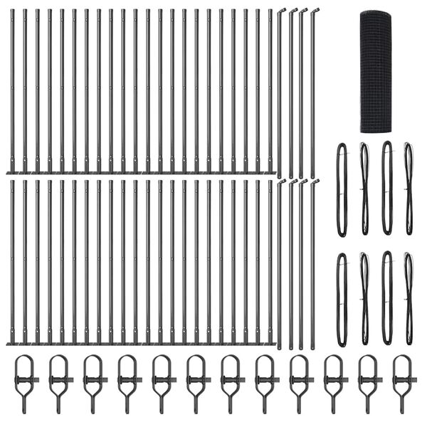 vidaXL Steber ograje. Siva 100 x 0,4 m (25 x 25 mm mreža) Jeklo in PVC