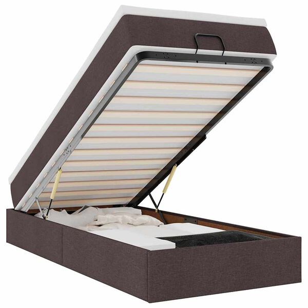 vidaXL Otomanski posteljni okvir z vzmetnico rjav 90x190 cm blago