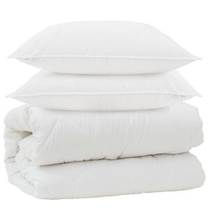 vidaXL Pokrivač z blazinami z blazino 3 pcs Bela Mikrovlakna