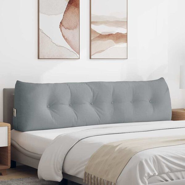 vidaXL Poglavni vzglavnik Svetlo siva 180 x 24 x 50 cm blago
