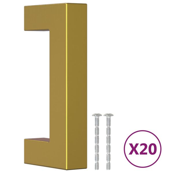 vidaXL Ročaji za omarico 20 kosov zlati 64 mm nerjaveče jeklo