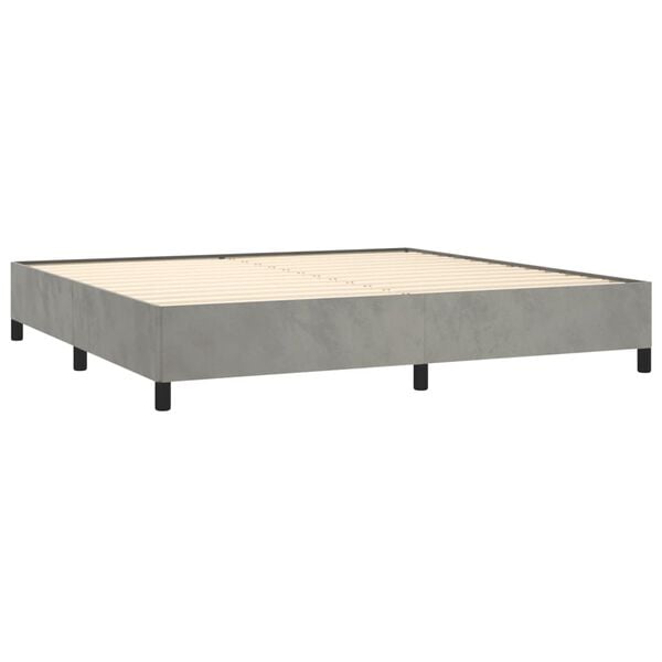 vidaXL Box spring postelja z vzmetnico svetlo siva 200x200 cm žamet