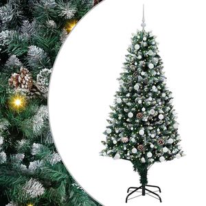 vidaXL Umestno božično drevo Zelena 180 cm PVC, jeklo in plastika