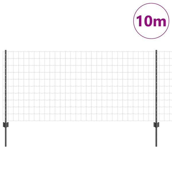 vidaXL Ograja s stebrom Siva 1 x 10 m Jeklo in PVC