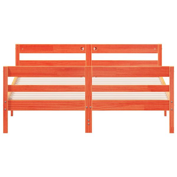 vidaXL Postelja brez vzmetnice vo&scaron;čeno rjava 140x200 cm trdna borovina