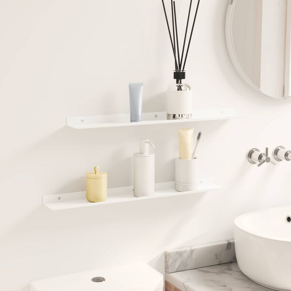 vidaXL Ležeča polica 2 pcs Bela 60 x 9 x 2,5 cm Jeklo