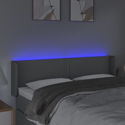 vidaXL LED posteljno vzglavje svetlo sivo 147x16x78/88 cm blago