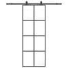 vidaXL Drsna vrata z opremo črna 76x205 cm ESG steklo