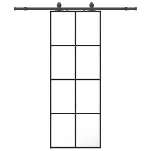 vidaXL Drsna vrata z opremo črna 76x205 cm ESG steklo