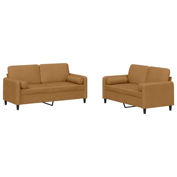 vidaXL Sedežna garnitura 2-delna z vzglavniki rjav žamet