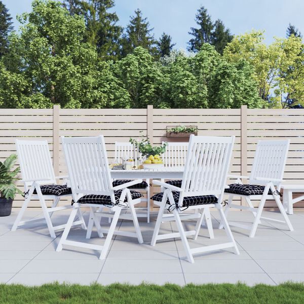 vidaXL Blazina za stol 6 kosov črn karo vzorec 40x40x7 cm blago