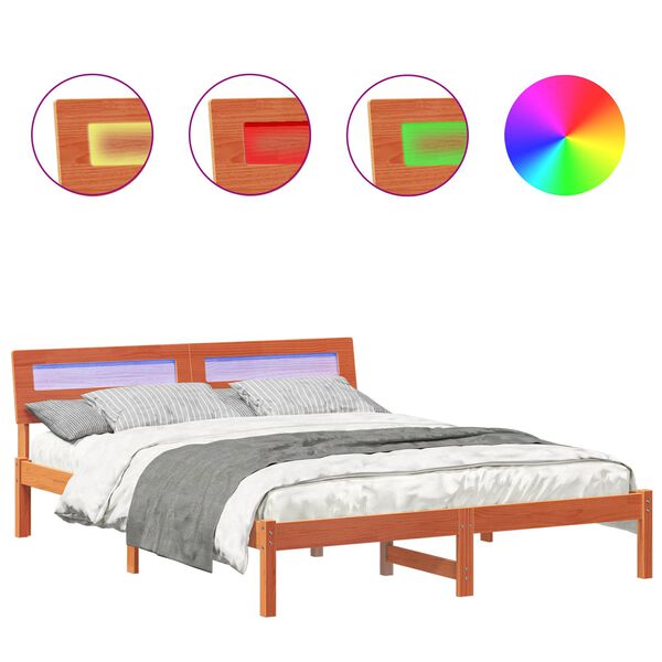 vidaXL Konstrukcija postelje z vzglavjem Voskast rjav 160 x 200 cm