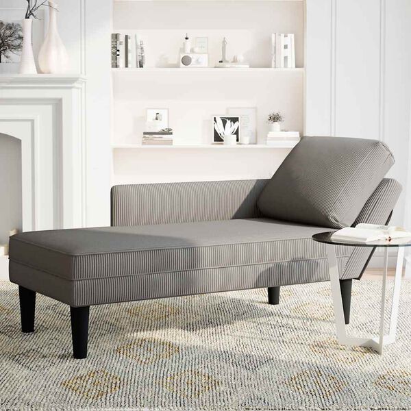 vidaXL Chaise Lounge z blazino Svetlo siva Corduroy tkanina