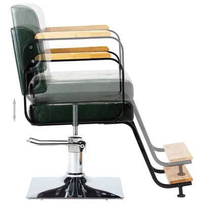 vidaXL Profesionalen frizerski stol zeleno umetno usnje